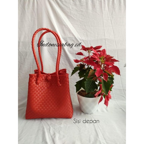 Tas Anyaman Jali Pastel Merah / Tote Bag Jali Pastel Red