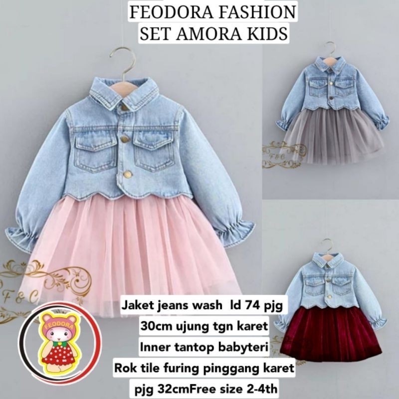 FEODORA/PROMO SET AMORA KIDS 3in1 /Model Terbaru/Ukuran( S)1-2 tnh(M)3-5 thn(L)6-8thn/ Setelan anak perempuan / Setelan anak / Set anak cewek /Set Anak(GOOD QUALITY)