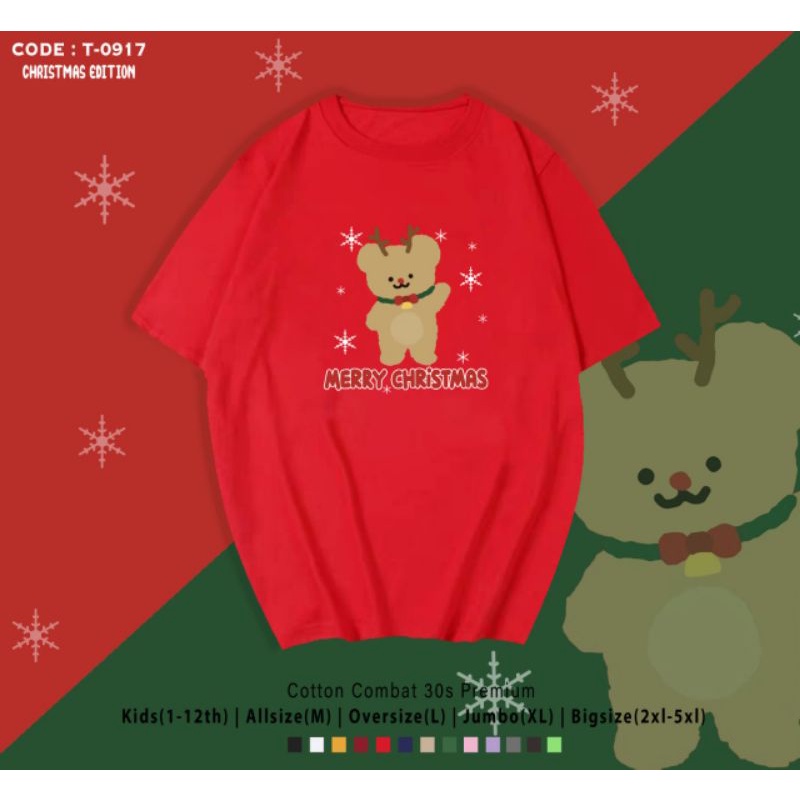 KAOS NATAL BERUANG/KAOS BERUANG SANTA NATAL/KAOS KATUN NATAL