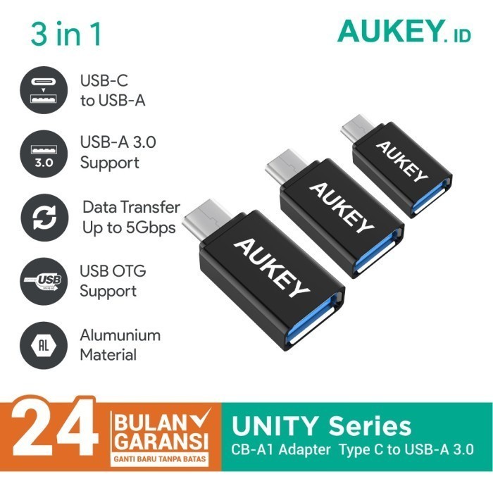 OTG Aukey Adapter CB-A1 USB A 3.0 to USB C 3 in 1