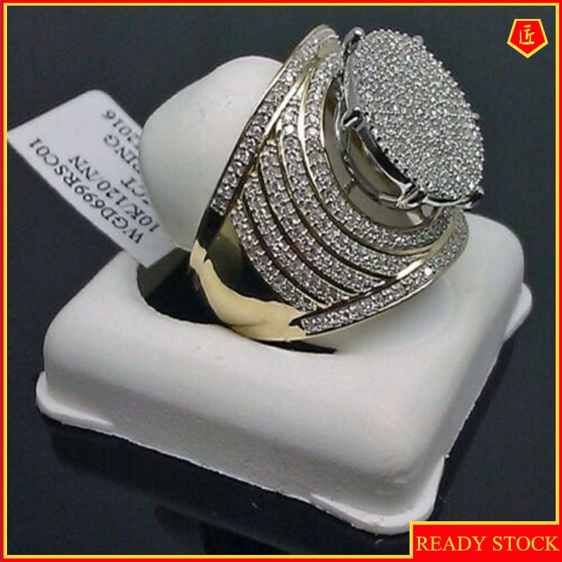 [Ready Stock]Luxury Full Diamond Micro Setting Ring 18K Gold