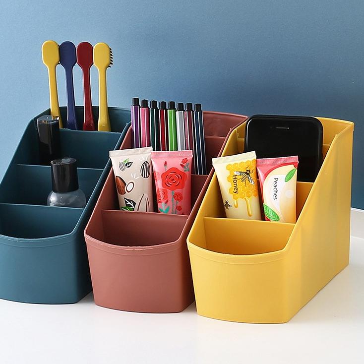 

[KODE PRODUK FNPPU6496] XOQ - Kotak Penyimpanan Alat Tulis Pena Pensil 4 Skat / Rak Tempat Alat Tulis / Kosmetik Box