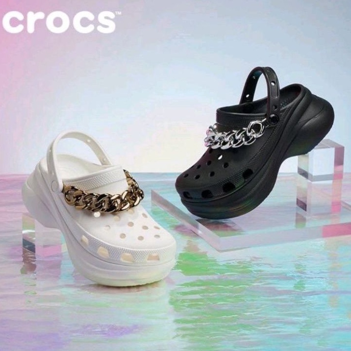 Crocs classic bae clog chain embellisshed platform / Crocs Bae Clog platform rante / Sandal wanita Crocs classic bae rante