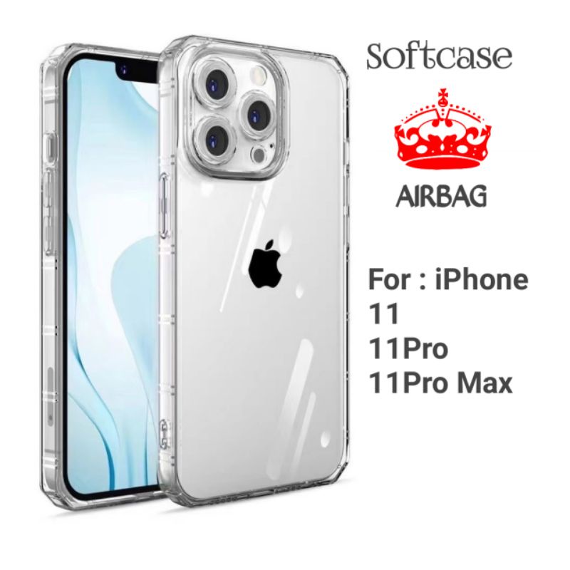 case iphone 11 Pro Max 11pro 11promax Airbag Casing Cover Silikon Sofcase Silicon Clear Bening Transparan Pelindung Belakang Full Lensa kamera