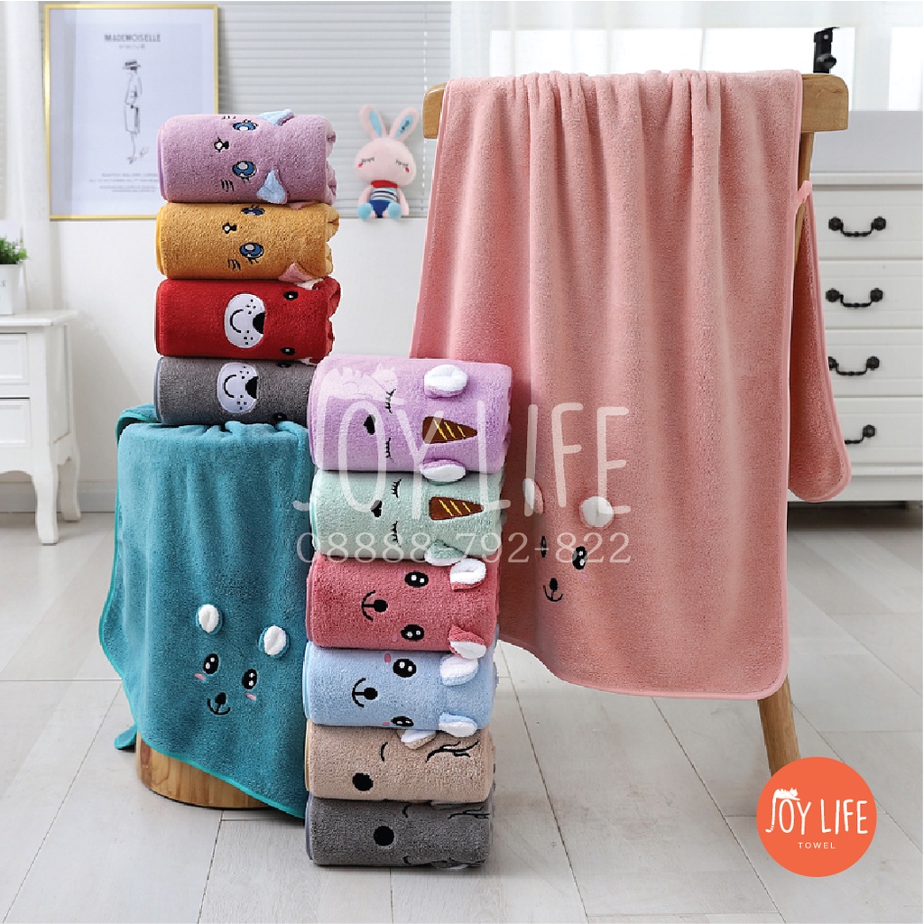 Handuk mandi kuping timbul anak 70x140cm, 60x120cm dan 50x100cm daya serap tinggi dan lembut