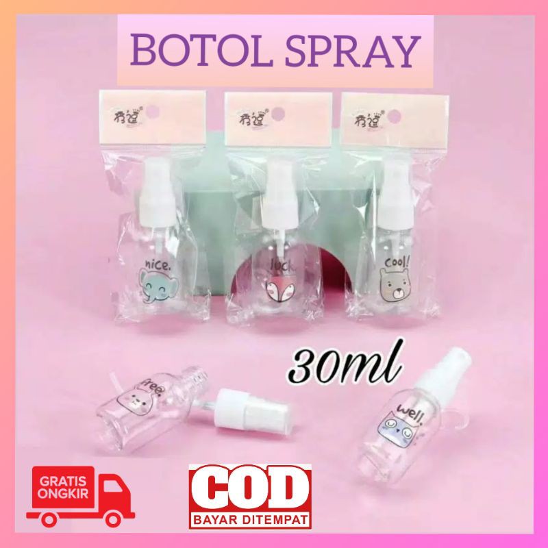 Botol Spray Karakter Binatang Animal travel Bahan Plastik Tebal Kapasitas 30 ml