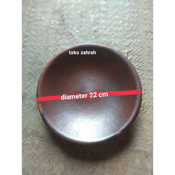 Cobek Tanah Liat ukuran 22cm/Piring Cobek  untuk Sambal Gami atau Piring Saji