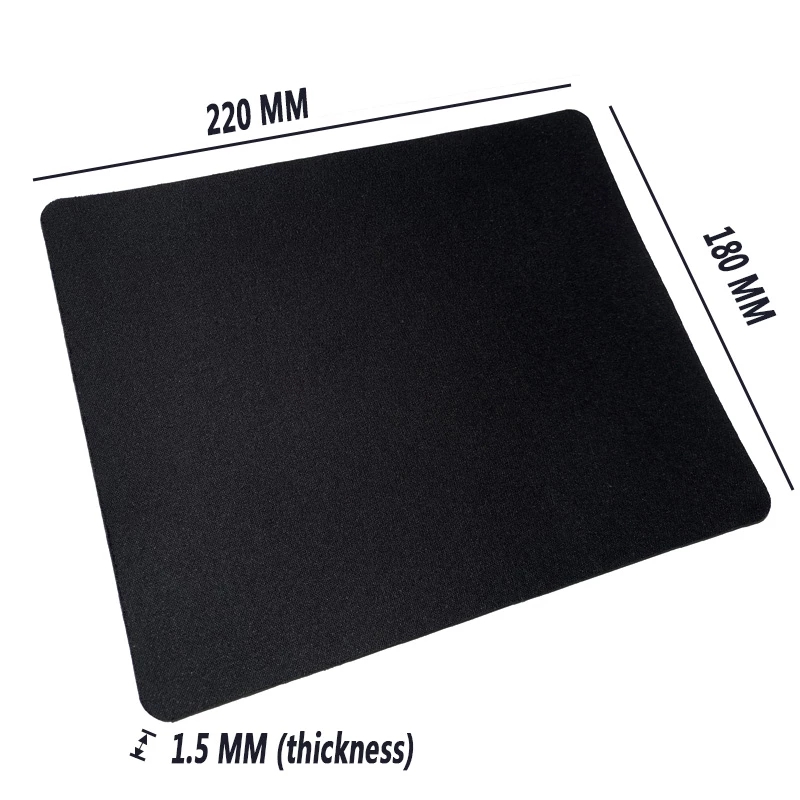 Mouse Pad Anti Slip 18x22cm Warna Hitam Untuk Laptop / Tablet