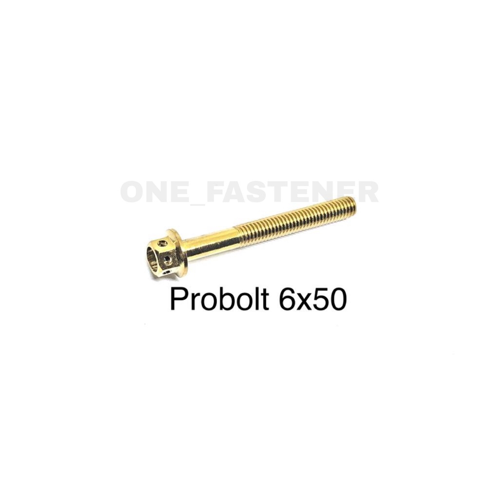 Baut Probolt Flange Bolt M6x50 YELLOW blok mesin 6mm 5cm 6x50 emas K8