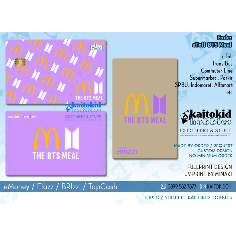 eMoney BTS MCD ARMY Flazz BRIzzi custom design desain bebas bisa custom