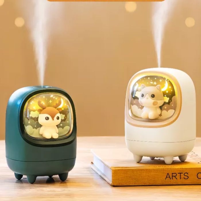 Humidifier  / Diffuser Cute Cat Deer Lampu Tidur Portable Baterai