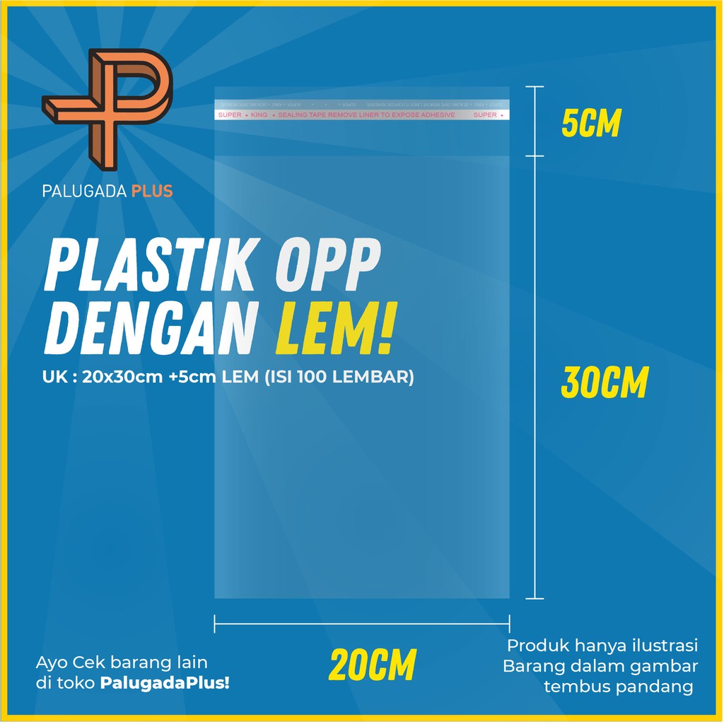 

Plastik OPP LEM Uk 20x30cm+ 5cm(LEM) 1pack/100pcs OPP roti, souvenir, aksesoris