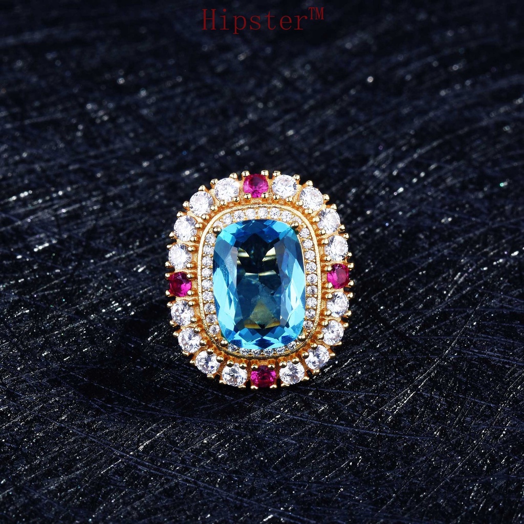 Popular High-End Jewelry Sky Sapphire Pendant Luxury Full Diamond Set