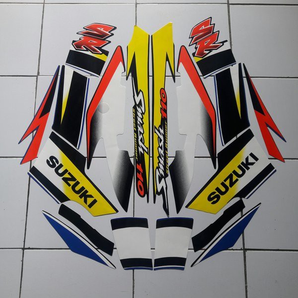 stiker striping lis motor suzuki smash sr 2005 hitam-biru
