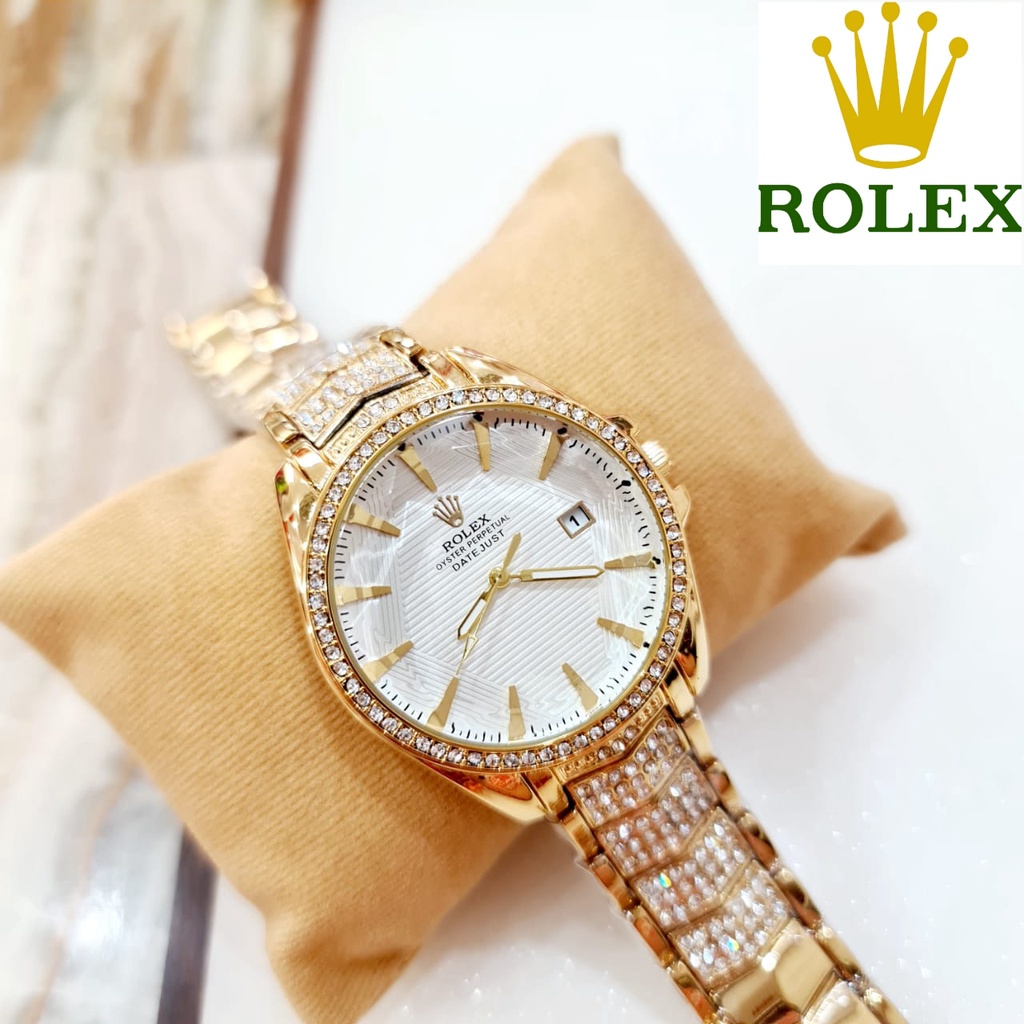 JAM TANGAN WANITA ROLEX RANTAI STAINLESS DIAMOND FREE BOX DAN BATERAI CADANGAN || JAM TANGAN FASHION JAM TANGAN