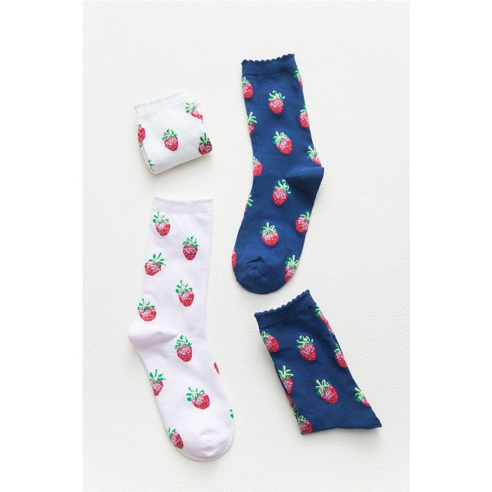 KK-18 kaos kaki cotton strawberry stroberi kawai japan socks