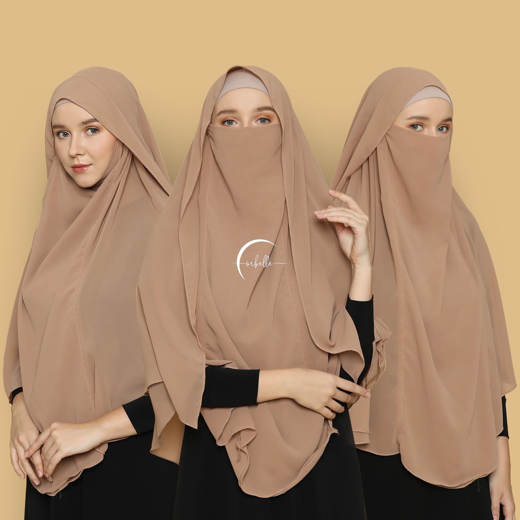 KHIMAR HIJAB NIQAB SITI AISYAH • CADAR • BERGO SYAR'I JUMBO 2 LAYER