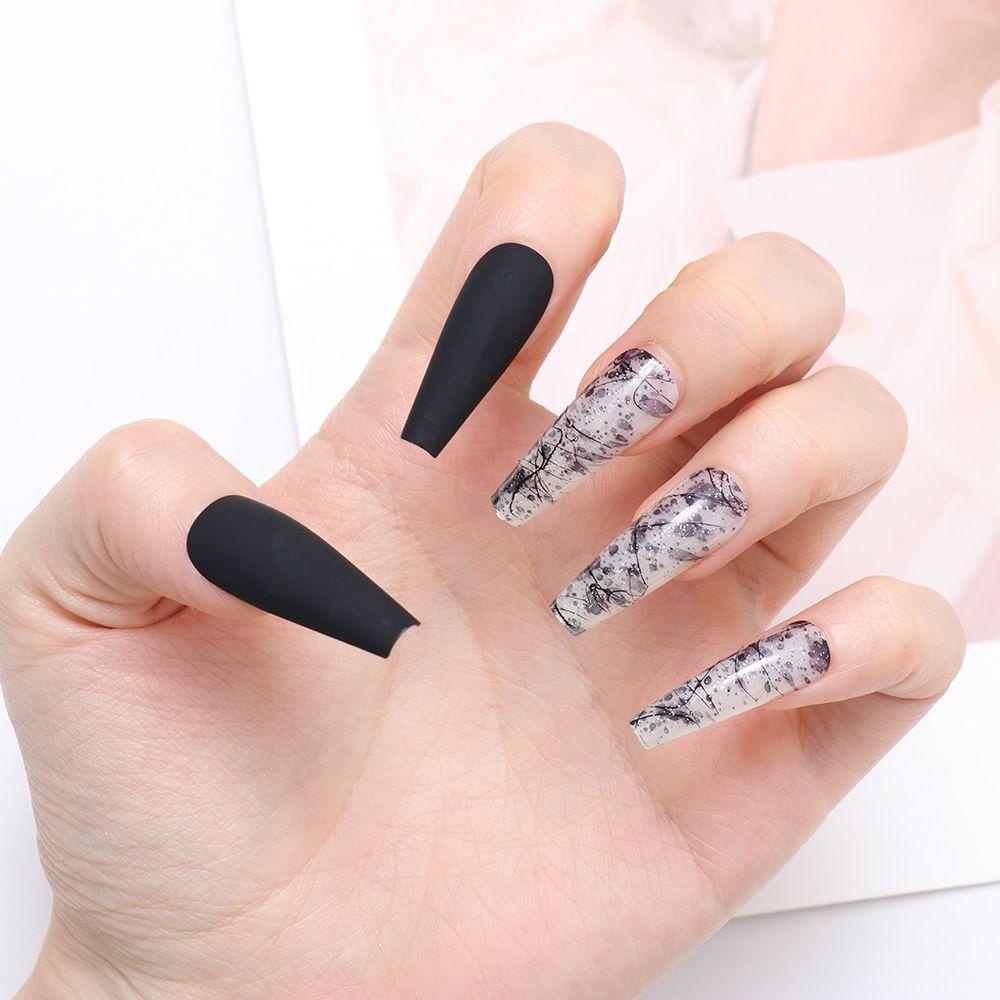 AUGUSTINA Agustin Wearable Fake Nails Reusable Nail Salon Tips Kuku Palsu Penuh Menutupi Manicuring Patch Manicuring Kuku Jadi