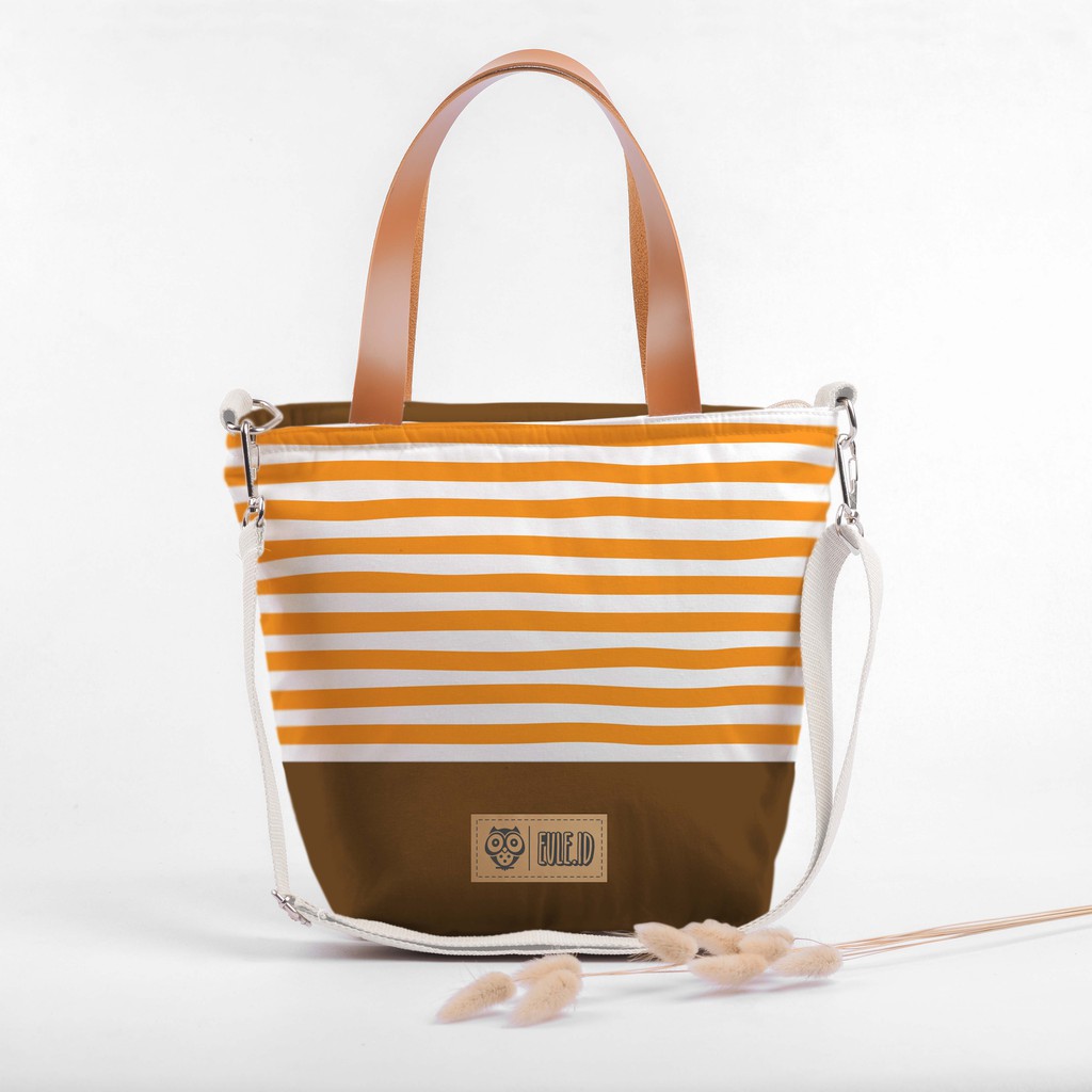 Sling Bag Kanvas Stripe Kuning