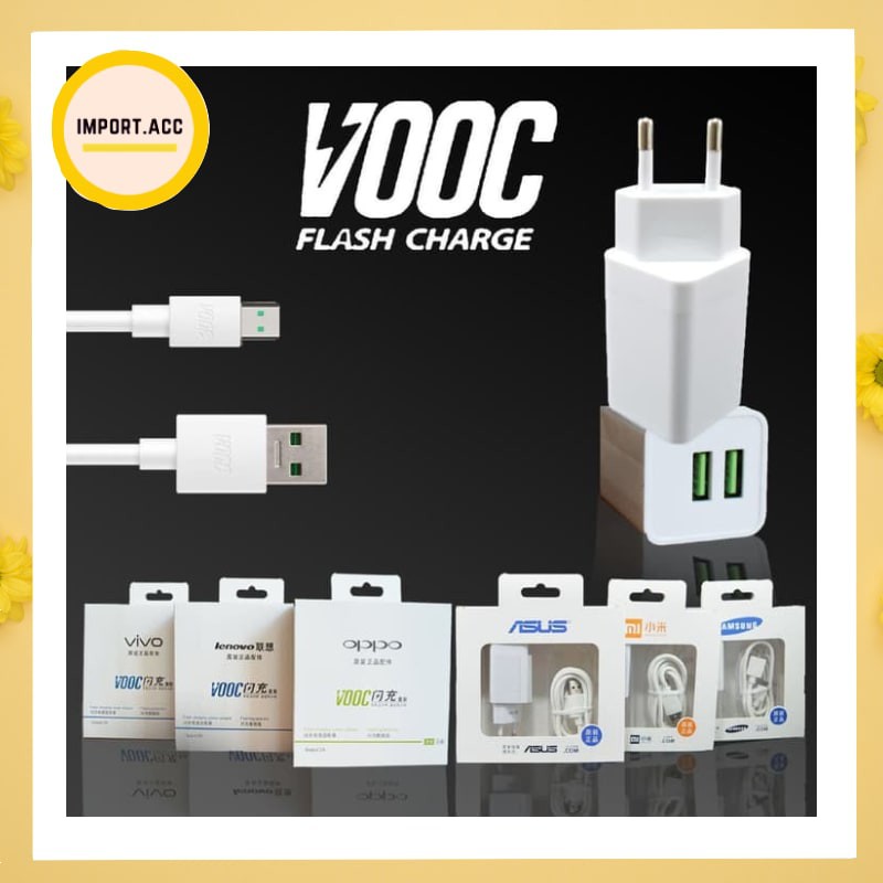 Jual Charger Samsung VOOC 2 Ampere 2 usb plug fast charging