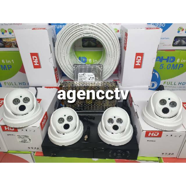 Paket cctv 4chanel 4 kamera indoor 4mp lengkap full  hd