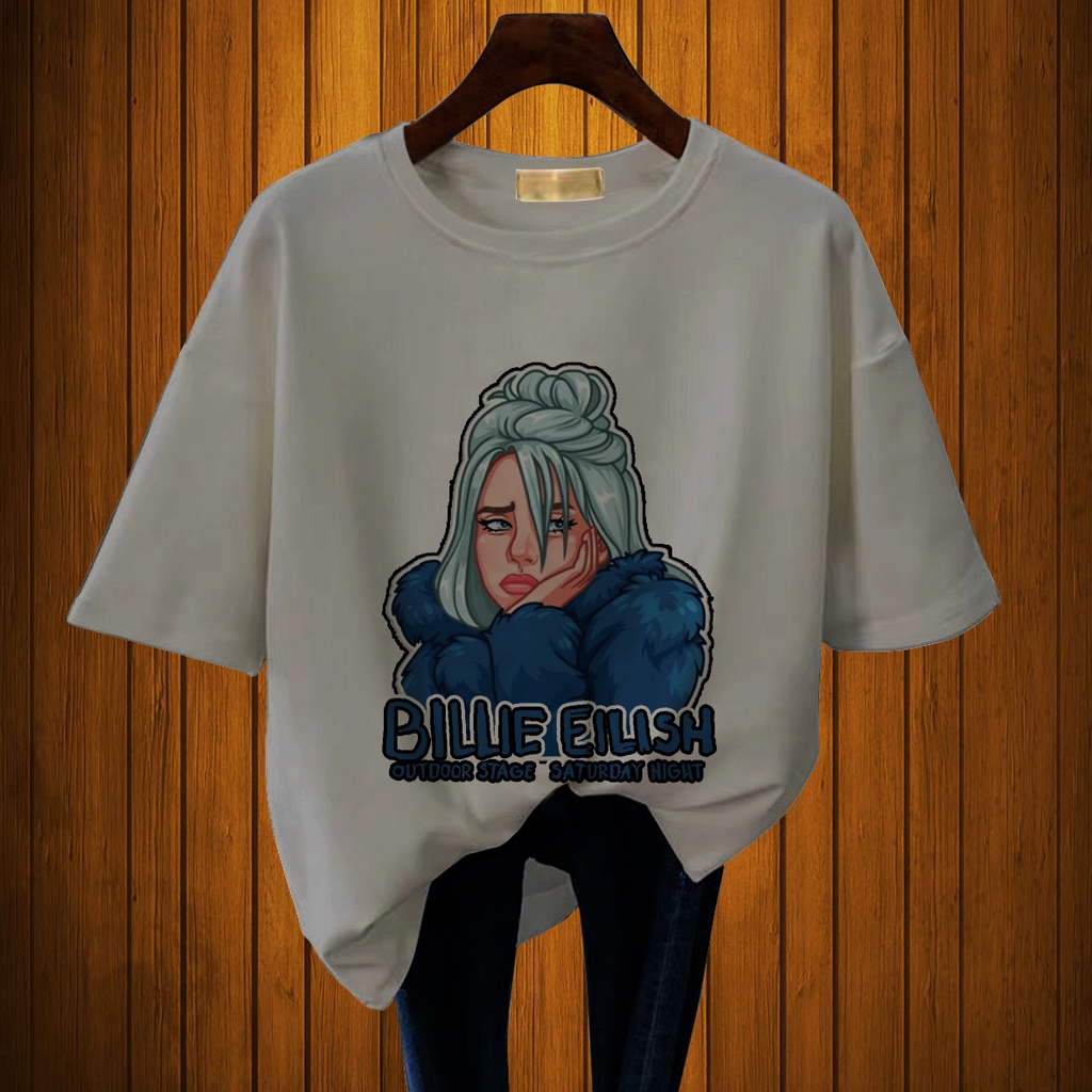 CALVIERO SHOP - BAJU KAOS WANITA DEWASA PRINT CASUAL BILLIEELIS BLUE