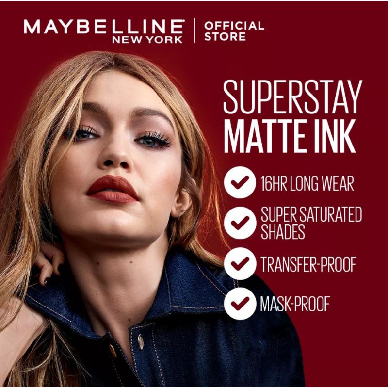 MAYBELLINE Superstay Matte Ink | 15 20 25 30 45 50 70 75 65 80 115 117 118 120 125 130 135 150 155 160 170 175 205 210 220 225 230 240 295 310 350 355 360 365 370 375 380 385 425 | ❤ jselectiv ❤ ORI✔️BPOM✔️ Lip Cream Tahan 16 Jam dari MAYBELLINE