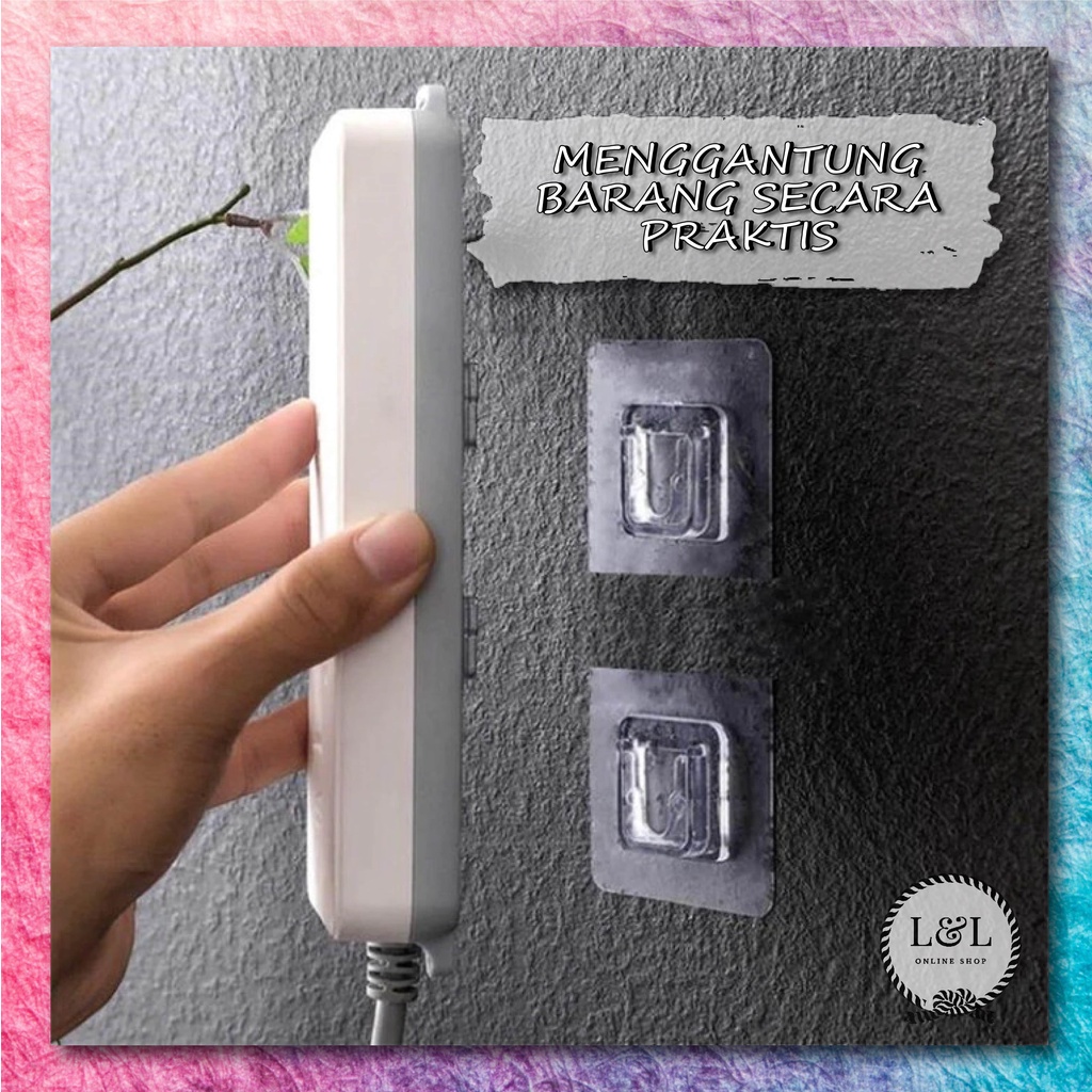 1 Set Perekat Gantungan Tempel Dinding Tembok Kuat Tanpa Paku Socket Hook Serbaguna Multifungsi