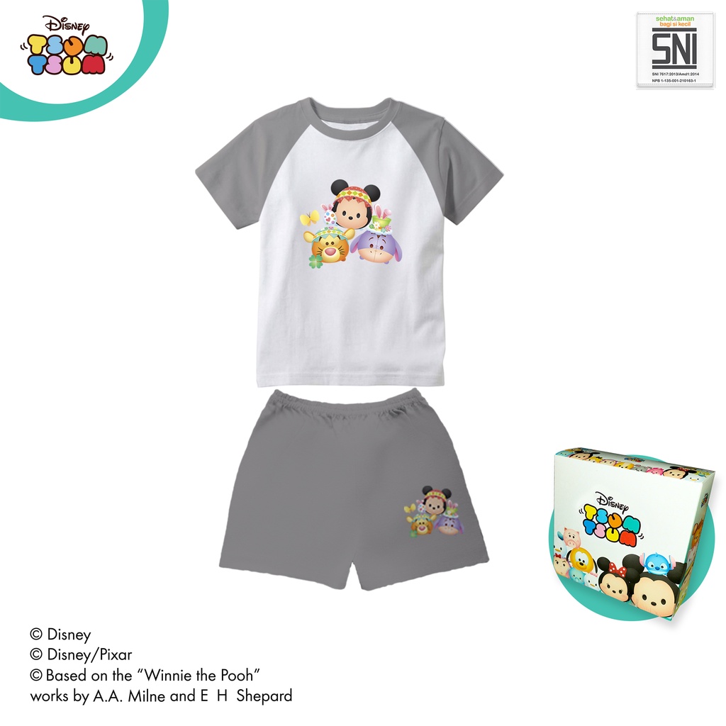 Pakaian Bayi Kaos Raglan SET DISNEY Tsum Tsum Katun Bambu DTT99