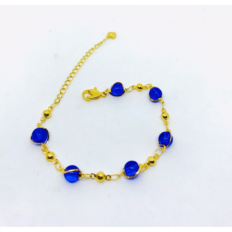 gelang tangan wanita //gelang lapis emas //gelang kombinasi batu warna warni //gelang