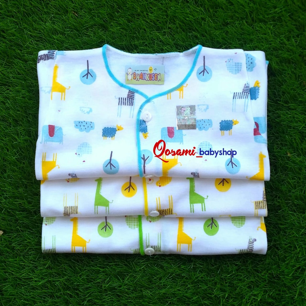 SHANKUSEN 3 pcs Baju Pendek Kancing Bayi Newborn Motif SNI