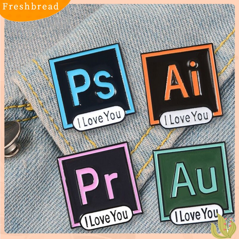 [ TERLARIS]PS AI PR AU Photoshop Illustrator Brooch Pin I Love You Shirt Lapel Enamel Badge