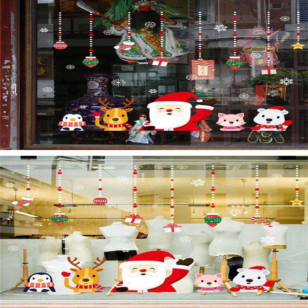 Populer Stiker Jendela Natal DIY Dekorasi Xmas Tahun Baru Kaca Window Ornamen PVC