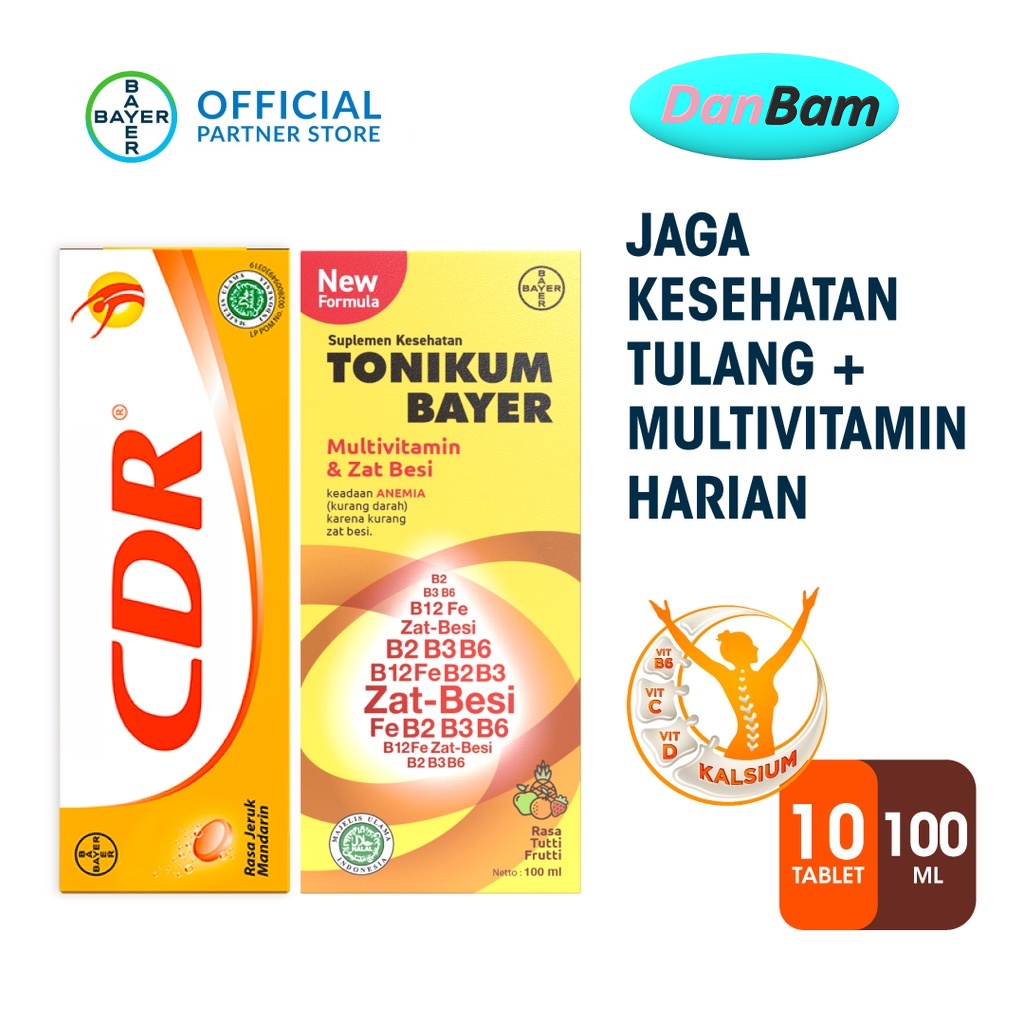 CDR Suplemen Kalsium Rasa Jeruk Mandarin 10 Tablet &amp; Tonikum Multivitamin Mineral &amp; Zat Besi 100ml