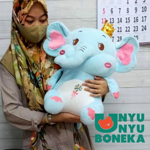 Boneka Sitting Gajah Sayap Kalung Bunga Elephant Zoo Impor Kado Hadiah Anak