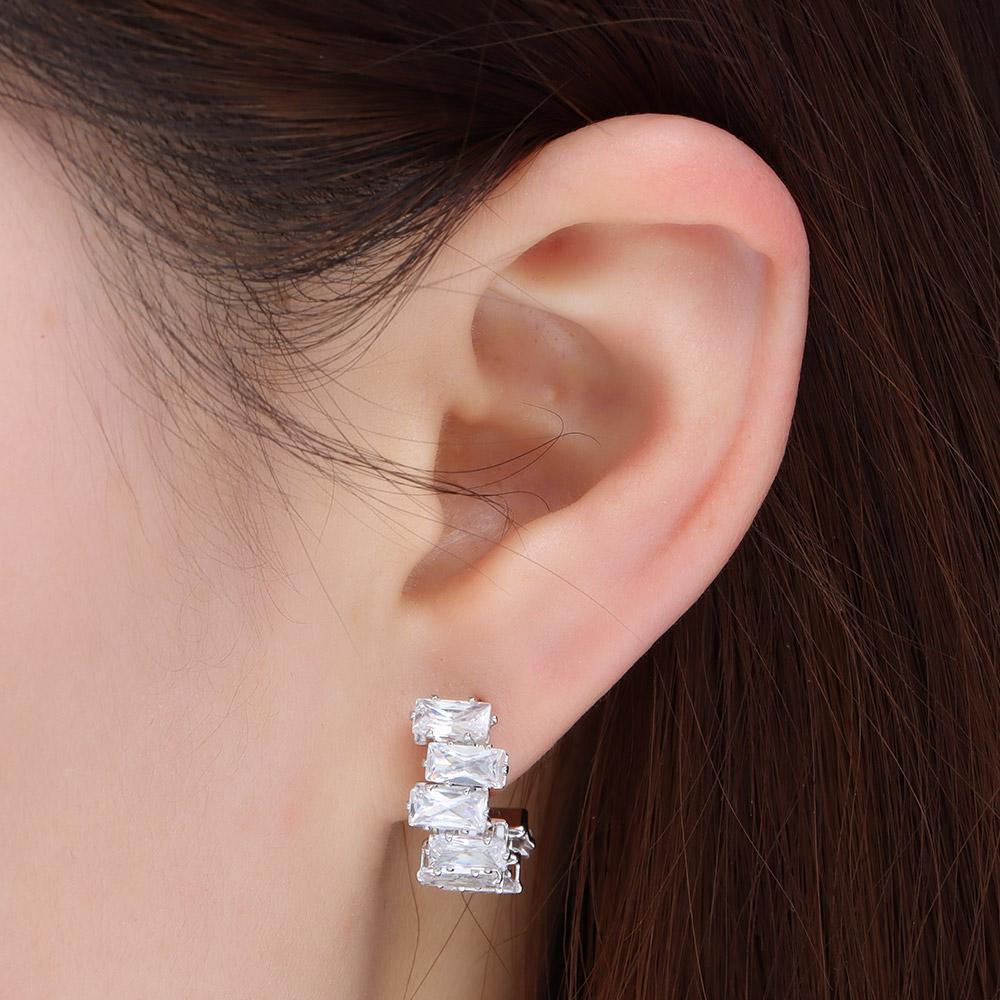 Solighter Chunky Hoop Ear Clip Hot Untuk Wanita Gadis Baru Trendi Cubic Zirconia Manset Telinga