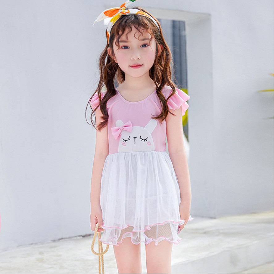 Baju renang anak perempuan import motif kelinci dengan tutu