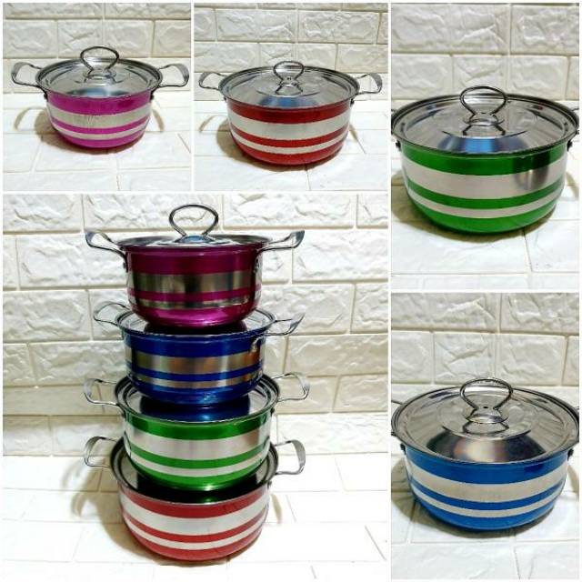 Panci set warna / panci belang / panci set 4 buah
