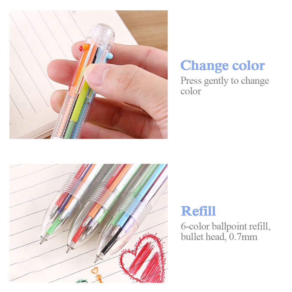 1Pc Pulpen 6 in 1 0.5mm Warna-Warni Kreatif untuk Sekolah / Kantor