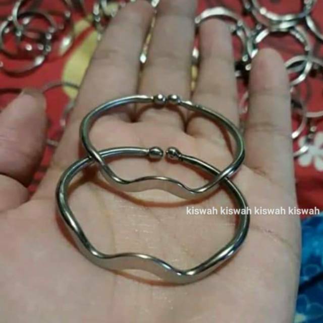 Gelang Monel Motif Gelombang / untuk anak 0-1 tahun / Gelang Kesehatan  / Gelang Besi Putih
