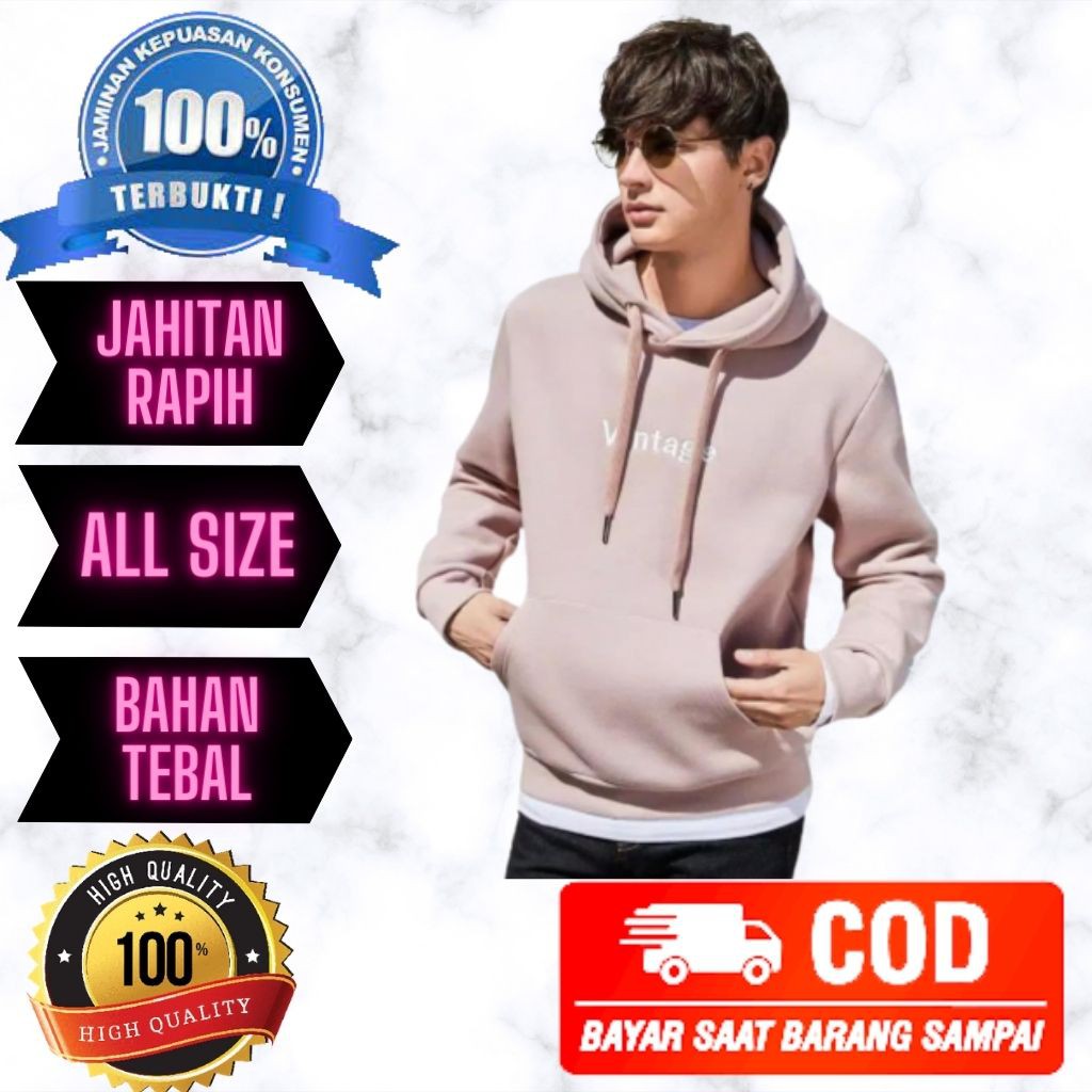 Hudie Cewe Cowo Tebal Sweater Hoodie Murah Distro Original Pria & Wanita l VINTAGE All Size