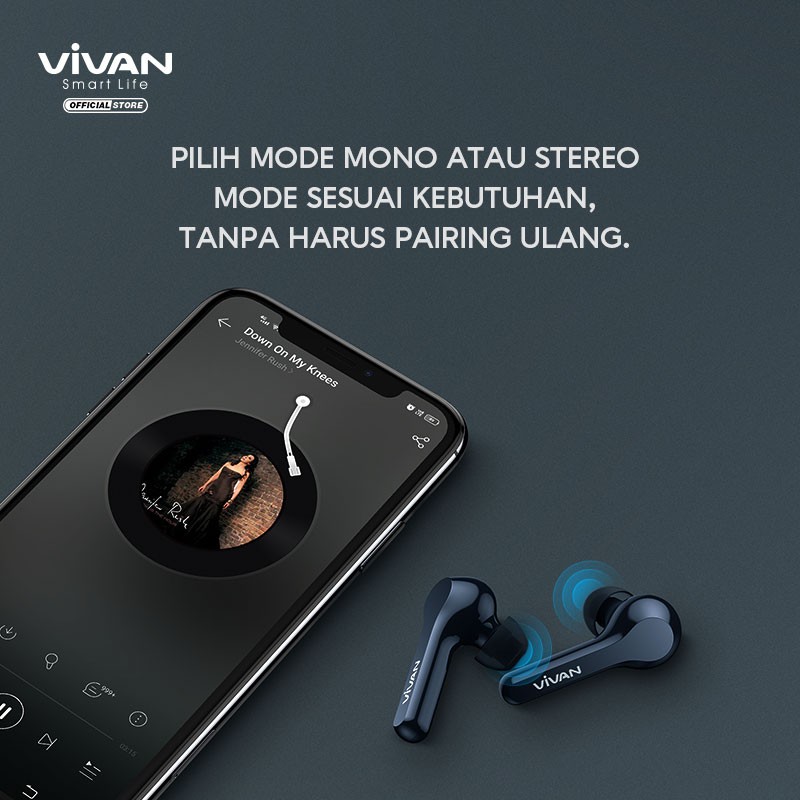 VIVAN Wireless Bluetooth Headset Earphone TWS Liberty T200 Waterproof IPX4 Support iPhone 12