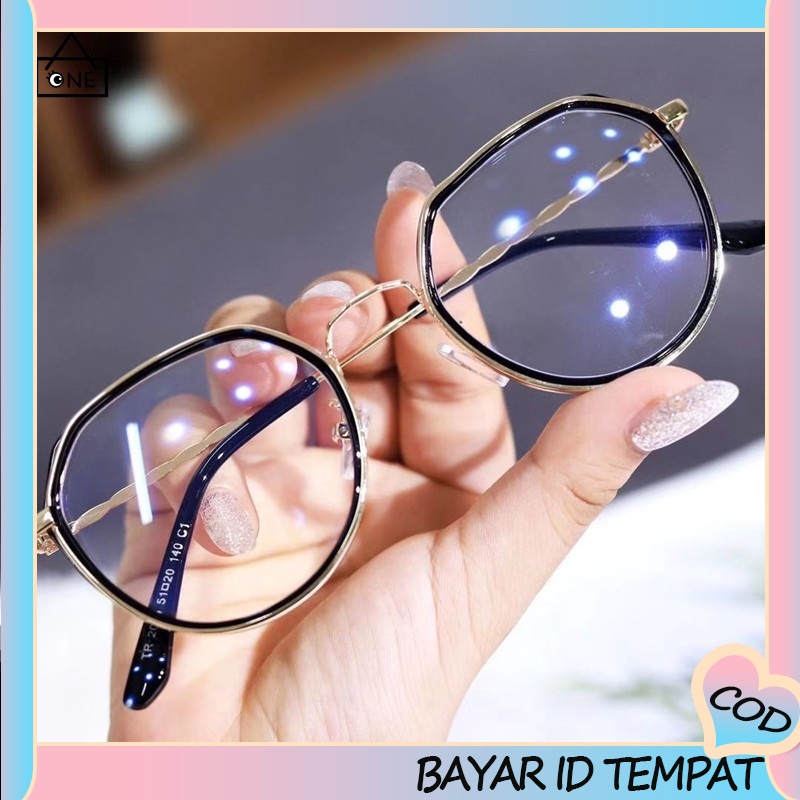 COD ☀️Frame Kacamata Fashion Wanita Anti Radiasi Korean Kaca Mata Radiasi Bulat Eyeglasses A one