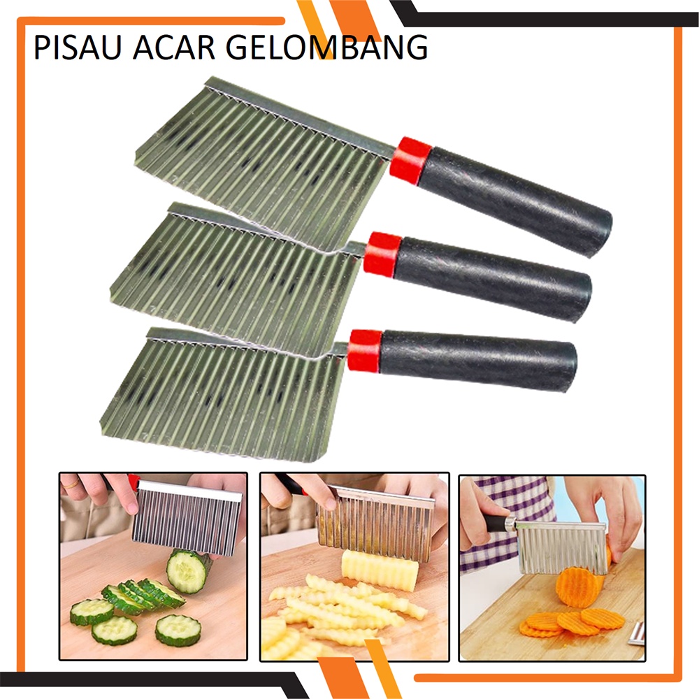 Pisau Kentang Gelombang Pisau Iris Acar Wortel Stainless Steel Serbaguna Murah