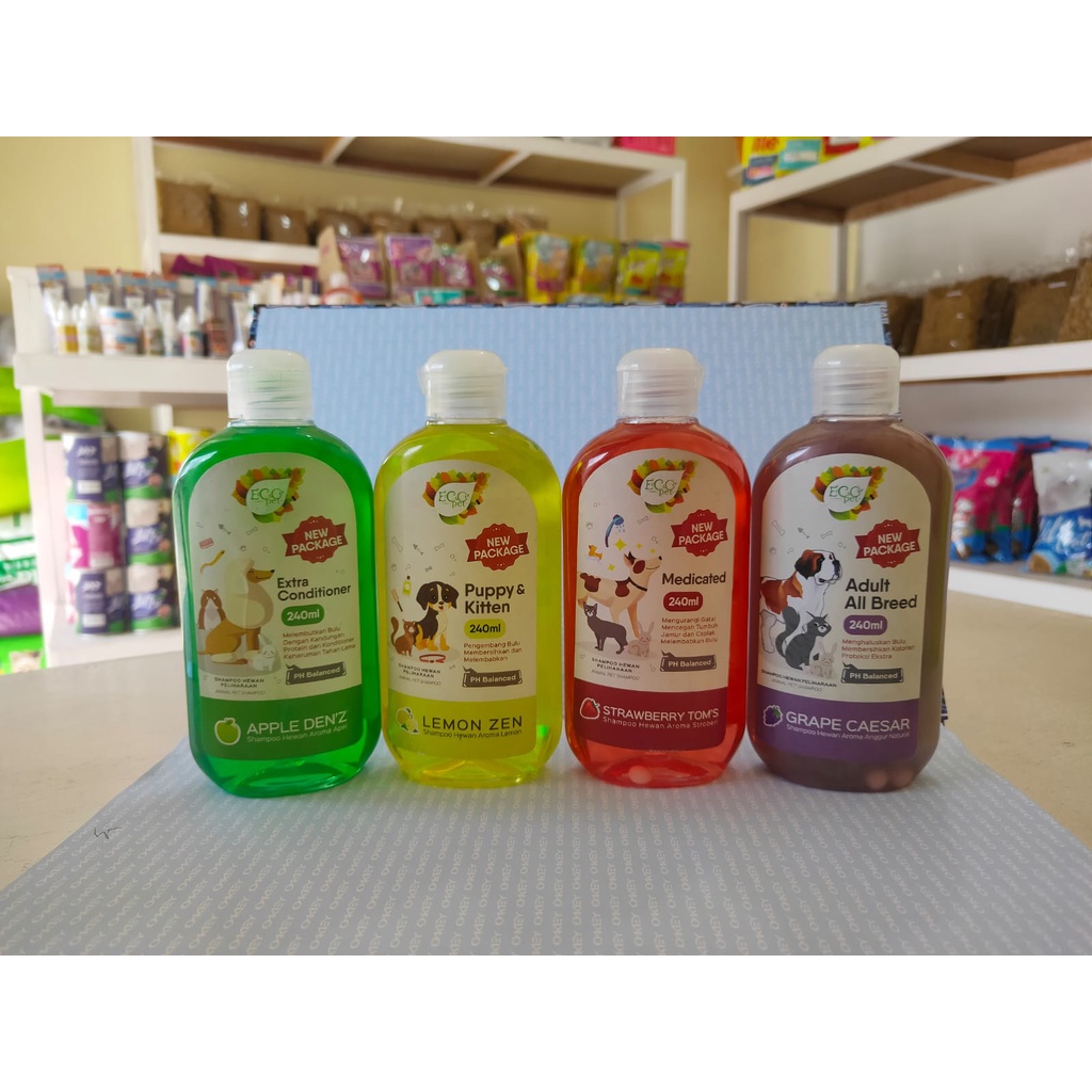 shampo kucing dan anjing wangi anti jamur ECOPET SHAMPO 240 ml