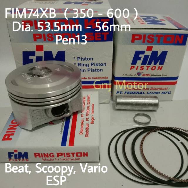 Piston Kit FIM Bore Up Beat | Vario110 | Scoopy ESP XB Stater Halus, K44 / K81