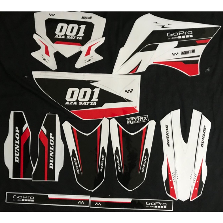 decal stiker klx 150 s dekal stiker variasi striping custom full body putih hitam simple