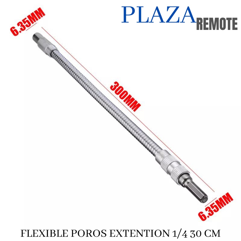 FLEXIBLE SHAFT HEX EXTENTION SAMBUNGAN 1/4 INCH 300 MM STAINLESS