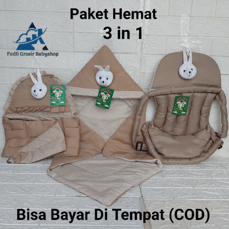 Paket Hemat (3 in 1) Gendongan Bayi Samping Topi Boneka Kelinci Gendongan Bayi Depan Topi Boneka Kelinci Dan Selimut Bayi Topi Boneka Kelinci