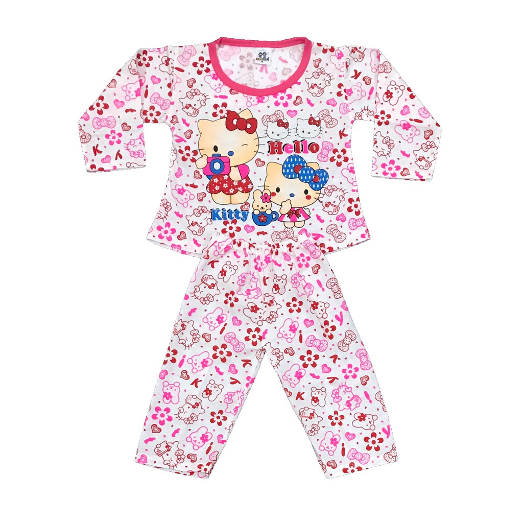 BAYIe - Setelan Baju Bayi/Anak Perempuan Panjang+Celana Panjang Motif HELLO KITTY umur 0-4 thn HOOKA